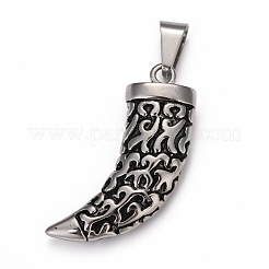 Retro Men's 304 Stainless Steel Big Italian Horn Lucky Pendants&nbsp;STAS-O044-90