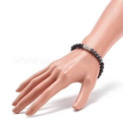 Natural Lava Rock & Synthetic Hematite Stretch Bracelet&nbsp;BJEW-JB08472-01