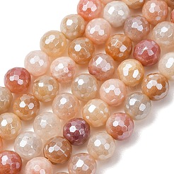 Electroplated Natural Golden Silk Jade Beads Strands&nbsp;G-B191-A06-8mm