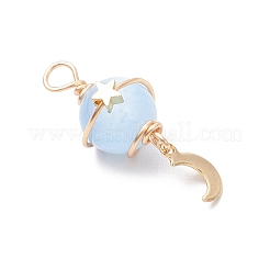 Dyed Natural Selenite Planet Pendants&nbsp;PALLOY-JF03769-01