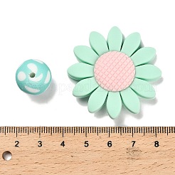 23Pcs Sunflower & Round Silicone Focal Beads&nbsp;SIL-L005-01E