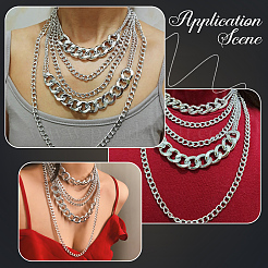 1Pc Aluminum Cuban Link Chain Multi Layered Necklaces for Women&nbsp;NJEW-SP0001-10P