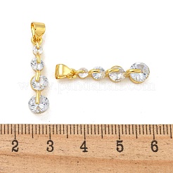 Flat Round Rack Plating Brass Micro Pave Cubic Zirconia Pendants&nbsp;KK-G513-07G