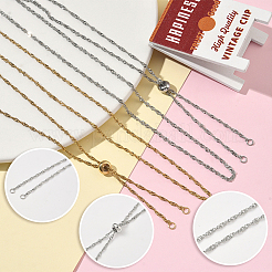 10Pcs 2 Colors 304 Stainless Steel Singapore Chain Necklace Making&nbsp;AJEW-SC0003-99