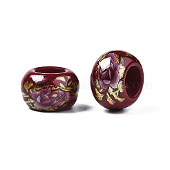 Flower Printed Opaque Acrylic Rondelle Beads&nbsp;SACR-S305-27-F03