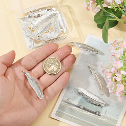 20Pcs Feather Shape Brass Brooch&nbsp;JEWB-CO0001-01S