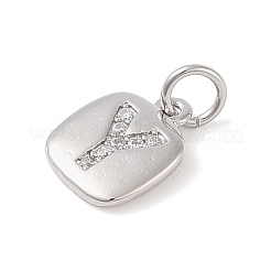 Rack Plating Brass Micro Pave CLear Cubic Zirconia Charms&nbsp;KK-E110-14P-Y