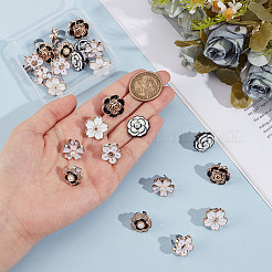 24Pcs 6 Styles Flower Resin Enamel Stethoscope Pendant Decorations&nbsp;HJEW-MA00020