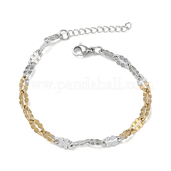 304 Stainless Steel Dapped Chains Bracelets for Women&nbsp;BJEW-D466-08B-GP