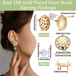 Brass Studs Earring Findings&nbsp;KK-BBC0019-01G-02