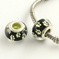 Large Hole Dog Paw Prints Pattern Resin European Beads&nbsp;OPDL-Q128-12