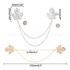 2Pcs 2 Colors Double Maple Leaf Hanging Chain Brooch&nbsp;JEWB-GO0001-03