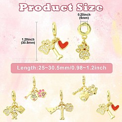 5Pcs 5 Styles Brass Micro Pave Clear Cubic Zirconia European Dangle Charms&nbsp;FIND-CJ0005-20