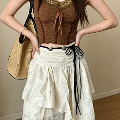 Boho Embossed Floral Alloy Coin Polyester Tie Chain Belts for Women&nbsp;FS-WGDC917-01