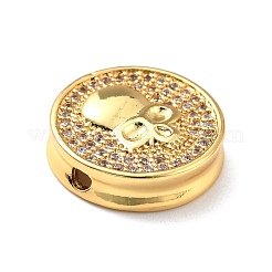 Brass Micro Pave Clear Cubic Zirconia Beads&nbsp;KK-E001-01G