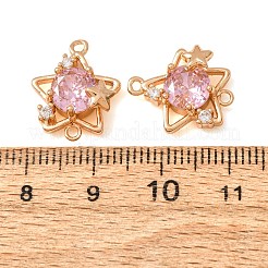 Brass Pave Cubic Zirconia Connector Charms&nbsp;CU-CBAEC99-13G-02
