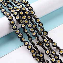 Handmade Millefiori Glass Flat Round Bead Strands&nbsp;LK-P011-20