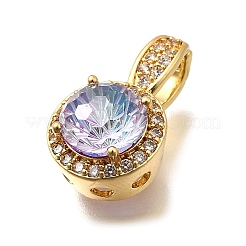 Brass Micro Pave Cubic Zirconia Pendants&nbsp;KK-F913-17G-02