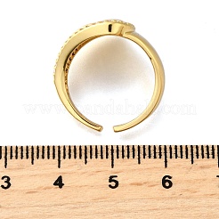 Brass Micro Pave Cubic Zirconia Adjustable Open Cuff Rings for Women&nbsp;RJEW-K292-12G