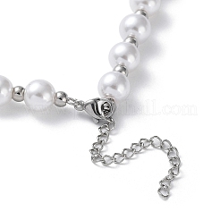 Plastic Pearl Graduated Beaded Necklace&nbsp;NJEW-F317-03P