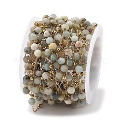 Natural Flower Amazonite & 304 Stainless Steel Beads Link Chains&nbsp;CHS-K021-08A-07