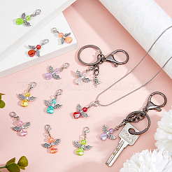 48Pcs 8 Colors Angel Alloy & Acrylic Pendant Decoration&nbsp;HJEW-FH00093