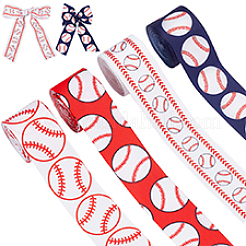20 Yards 4 Styles Baseball Print Polyester Grosgrain Ribbon&nbsp;OCOR-PH0004-08