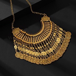 Tibetan Style Zinc Alloy Coin Tassel Chunky Bib Necklaces for Women&nbsp;FS-WGCC506-01