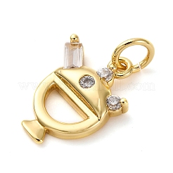 Brass Micro Pave Cubic Zirconia Dessert Charms&nbsp;KK-P308-63G