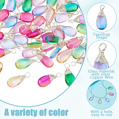 64Pcs 8 Colors Glass Pendants&nbsp;PALLOY-HY00060