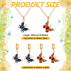 Light Gold Alloy Butterfly Jewelry Set&nbsp;SJEW-HY0001-15