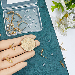 20Pcs Brass Pave Clear Cubic Zirconia Stud Earring Findings&nbsp;KK-BBC0023-21
