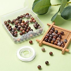 100Pcs 8mm Natural Petrified Wood Round Beads&nbsp;DIY-LS0002-04