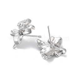 Brass Micro Pave Cubic Zirconia Stud Earring Findings&nbsp;KK-E107-19P