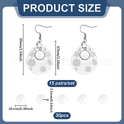 15 Pairs Teardrop with Hollow Flower 304 Stainless Steel Dangle Earrings Making Kits&nbsp;EJEW-UN00029