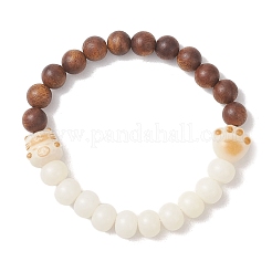 Natural Bodhi Root & Sandalwood Beaded Stretch Bracelets for Women&nbsp;BJEW-TA00736