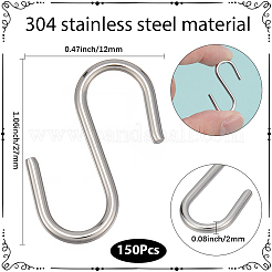 150Pcs 304 Stainless Steel S-Hook Findings&nbsp;STAS-SP0002-13