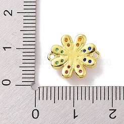 Real 18K Gold Plated Brass Micro Pave Cubic Zirconia Connector Charms&nbsp;KK-L209-050G-01