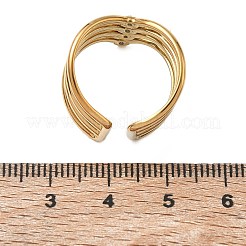 Multi Layer 304 Stainless Steel Micro Pave Cubic Zirconia Cuff Open Rings for Women&nbsp;CU-CBAD24F-03G