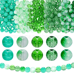 300Pcs 5 Styles Transparent Spray Painting Crackle Glass Beads&nbsp;GLAA-PA0001-57