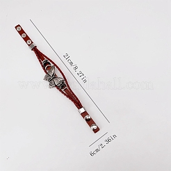 Butterfly Alloy PU Imitation Leather Cord Braided Bracelets&nbsp;FS-WG2E2BB-01