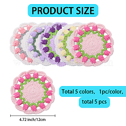 5Pcs 5 Colors Flower Cotton Coaster&nbsp;AJEW-GF0011-80