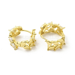 Clear Cubic Zirconia Leafy Branch Hoop Earrings&nbsp;EJEW-E273-07LG