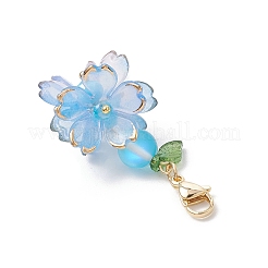 Flower Synthetic Moonstone & Glass Pendant Decorations&nbsp;HJEW-TA00337-02
