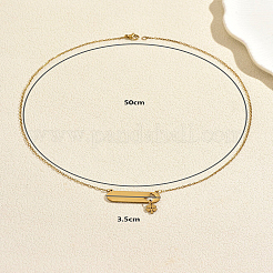 201 Stainless Steel Oval Tag Hollow Heart Clover Pendant Necklaces for Women&nbsp;TS8934