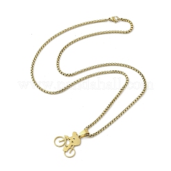 201 Stainless Steel Bicycle Riding Pendant Box Chain Necklaces&nbsp;NJEW-H055-01G