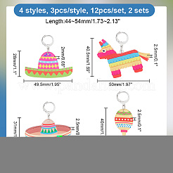 Cinco de Mayo Opaque Printed Acrylic Pendant Locking Stitch Markers&nbsp;HJEW-AB00176