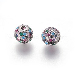 Brass Micro Pave Cubic Zirconia Beads&nbsp;ZIRC-F098-02P-10mm