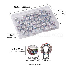 50Pcs Polymer Clay Rhinestone European Large Hole Beads&nbsp;FPDL-YW0001-02