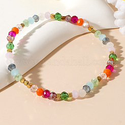 Rainbow Glass Beaded Stretch Bracelets&nbsp;JJ6334